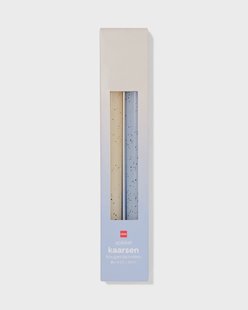 HEMA Dinerkaarsen ⌀2.2x25cm spikkel ivoor-lichtblauw - 2 stuks (lichtblauw)