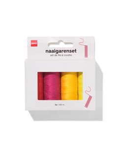 HEMA Naaigarenset 100m rood oranje roze geel - 4 stuks (roze)