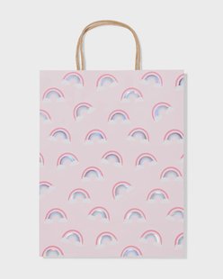 HEMA Cadeautas L 31x24cm papier regenboog (roze)