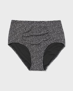 HEMA Damesbikinibroekje Meggy hoog shaping fit structuur zwart/wit (zwart/wit)