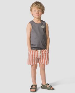 HEMA Kindershort regular fit sweatstof strepen lichtbruin (lichtbruin)
