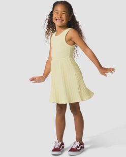 HEMA Kinderjurk A-lijn rib lichtgeel (lichtgeel)