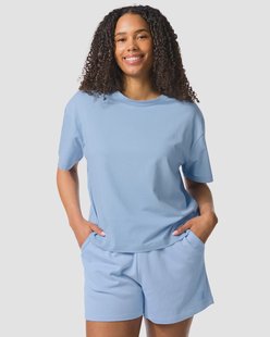 HEMA Dames T-shirt boxy fit lichtblauw (lichtblauw)