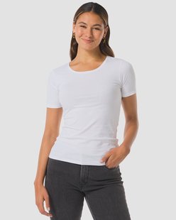 HEMA Dames T-shirt slim fit o-hals wit (wit)
