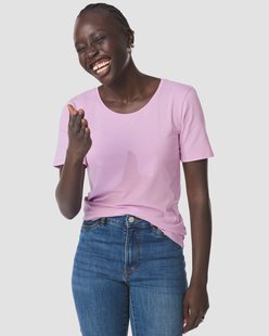 HEMA Dames T-shirt slim fit o-hals roze (roze)