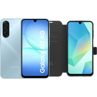 Samsung Galaxy A17 128GB Blauw 4G + BlueBuilt Book Case Zwart