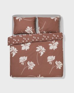 HEMA Dekbedovertrek 240x200/220cm zacht katoen bloemen (bruin)
