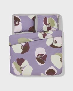 HEMA Dekbedovertrek 200x200/220cm zacht katoen bloemen (paars)