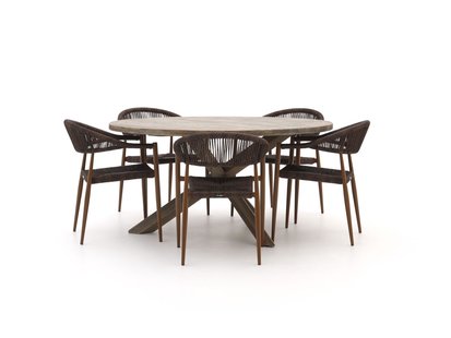 Manifesto Belpasso/ROUGH-Y ø150cm dining tuinset 6-delig stapelbaar - Laagste prijsgarantie!