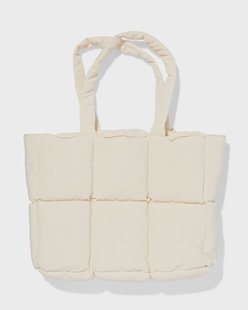 HEMA Tas 40x32x10cm gewatteerd ruiten (gebroken wit)