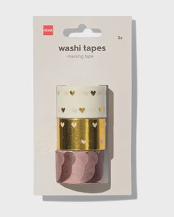 HEMA Washi tape en stickers 5mx1.5cm hartjes - 4 stuks (multicolor)