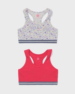 HEMA Kinder crop top bloem - 2 stuks roze (roze)