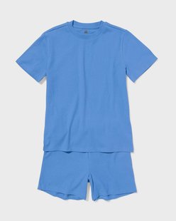 HEMA Kinder shortama rib blauw (blauw)