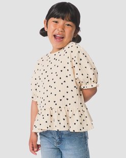 HEMA Kinder T-shirt jersey hartjes ecru (ecru)