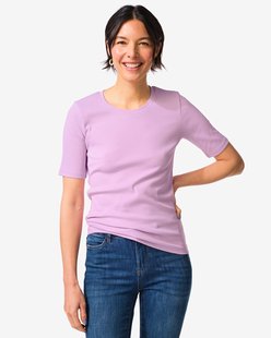 HEMA Dames T-shirt Clara regular fit rib lila (lila)
