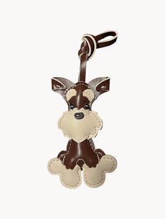 Handgemaakte tas charm Schnauzer van vegan leer