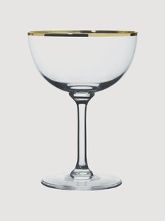 Mondgeblazen kristallen champagneglazen Gold Rim, 6-delig