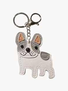 Handgemaakte tas charm Frenchie van vegan leer