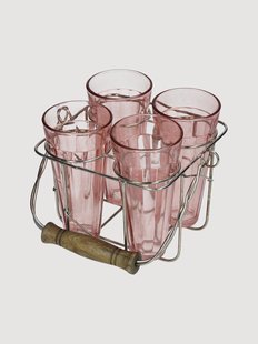 Highballglazen &amp; drager Peach, 5-delig