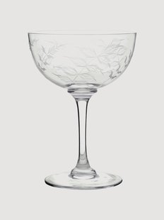 Mondgeblazen kristallen champagneglazen Fern, 6-delig