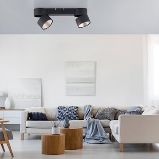 Nola LED plafondlamp, 2-lamps, zwart - PURE - Woonkamer - Modern - Metaal - Meerdere lampen