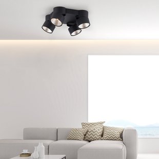 Nola LED plafondlamp, 4-lamps, zwart - PURE - Woonkamer - Modern - Metaal - Meerdere lampen