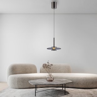 Vitrum LED hanglamp, grijs, glas/aluminium, Ø 22 cm - PURE - Woonkamer - Modern - Met lampenkap