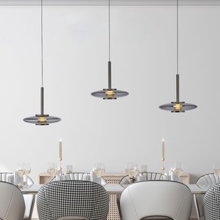 Vitrum LED hanglamp, grijs, glas/aluminium, 3-lamps - PURE - Woonkamer - Modern - Met lampenkap