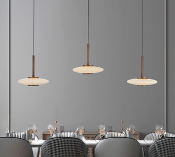 Vitrum LED hanglamp, bruin/opaal, glas/aluminium, 3-lamps - PURE - Woonkamer - Modern - Met lampenkap
