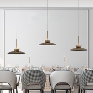 Moon LED hanglamp brons amberkleurig glas (donker), 3-lamps - PURE PURE Moon - Woonkamer - Modern - Met lampenkap