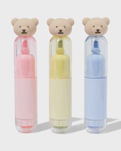 HEMA Mini markeerstiften met stempel beer - 3 stuks (multicolor)