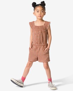 HEMA Kinderjumpsuit seersucker ruit bruin (bruin)