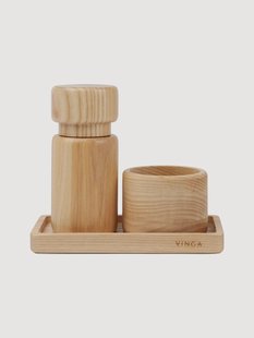 Houten zout- en peperstel Retro, 3-delig
