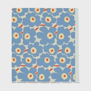 Marimekko Pieni unikko buitenstof Off white-light blue-melon-orange red