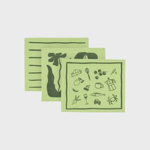 Scandi Essentials Daily vaatdoek met patroon Groen, 3-pack