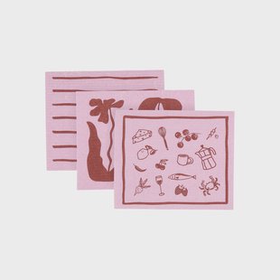 Scandi Essentials Daily vaatdoek met patroon Roze, 3-pack