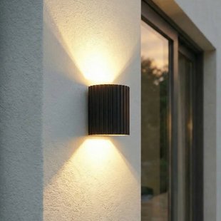 Lindby LED buiten wandlamp Ralino, zwart, 2-lamps, IP65