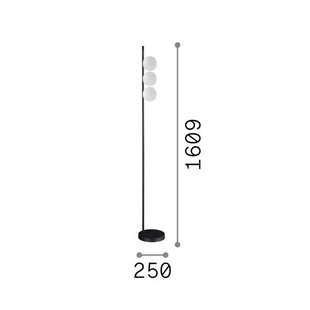 IDEAL LUX vloerlamp Binomio zwart, 160 cm, metaal, 3-lamps