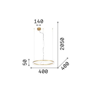 IDEAL LUX LED hanglamp Crown Ø 40 cm, messing, metaal