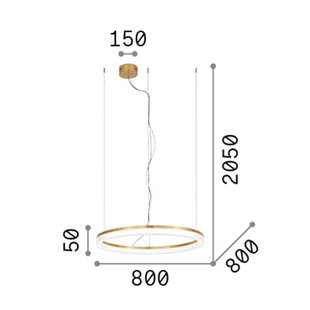 IDEAL LUX LED hanglamp Crown Ø 80 cm, zwart, metaal