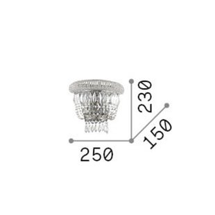IDEAL LUX wandlamp Dubai messing/helder Breedte 25 cm Kristal