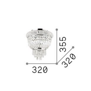 IDEAL LUX plafondlamp Dubai messing/helder, Ø 32 cm, kristal