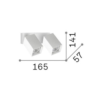 IDEAL LUX wandspot Dynamite Square zwart 16,5 cm 2-lamps