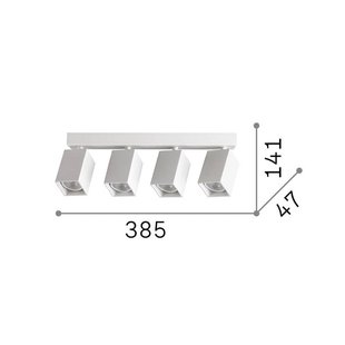 IDEAL LUX plafondspot Dynamite Square zwart 38 cm 4-lamps