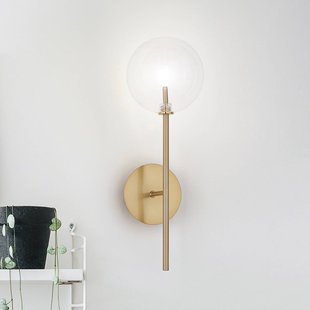 IDEAL LUX wandlamp Equinoxe, messing/amber, hoogte 45 cm