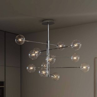 IDEAL LUX hanglamp Equinoxe, chroom/helder, 12-lamps
