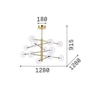 IDEAL LUX hanglamp Equinoxe, chroom/rookgrijs, 12-lamps