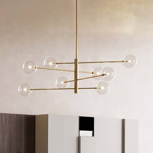 IDEAL LUX hanglamp Equinoxe, messing/helder, 8-lamps