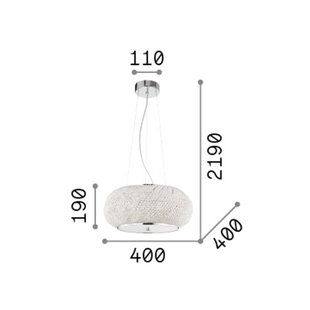 IDEAL LUX hanglamp Pasha, chroomkleurig/transparant, Ø 40 cm, glas
