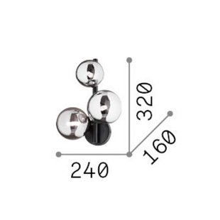 IDEAL LUX wandlamp Perlage, messing/amber, 3-lamps